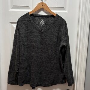 Women's Gray fleece V-Neck Top